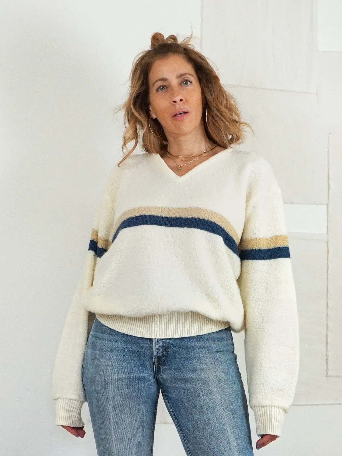 Vintage Stripe Slouchy Terry Sweater