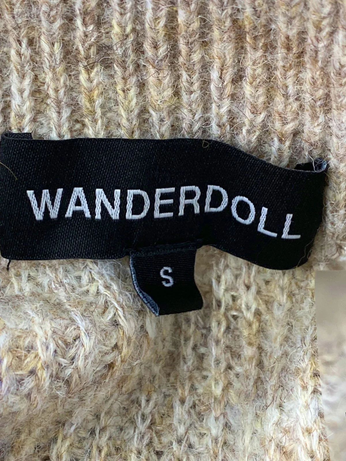 Wanderdoll Beige Knitted Mini Skirt with Tie Detail Small