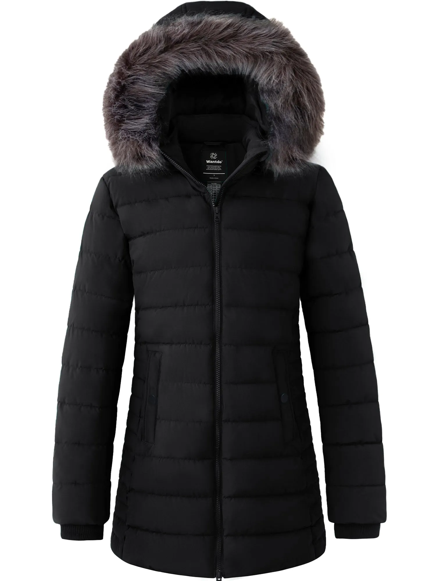 Wantdo Women's Winter Coat Hip-Length Warm Puffer Jacket Quilted Winter Jacket with Hood