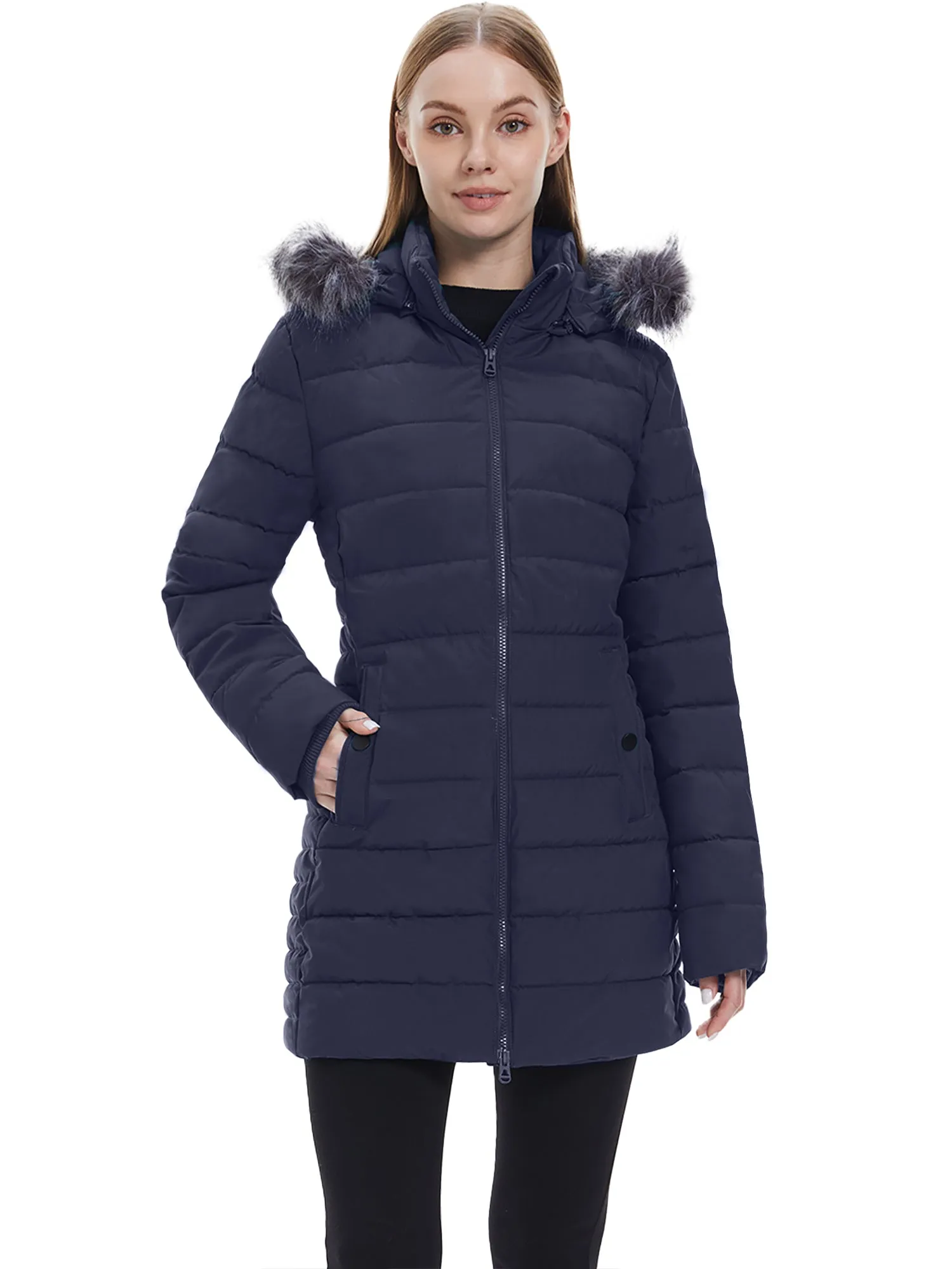 Wantdo Women's Winter Coat Hip-Length Warm Puffer Jacket Quilted Winter Jacket with Hood