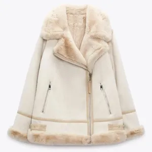 Women RAF Aviator Pilot Shearling Coat