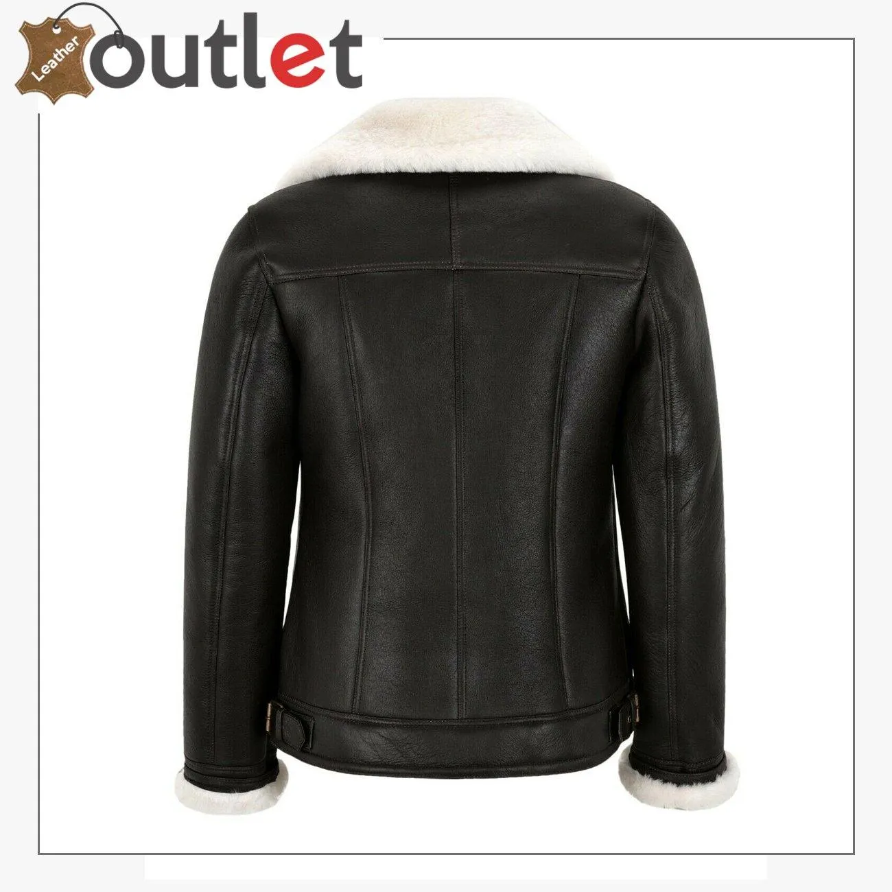 Women Sheepskin Jacket White Real Shearling Fur Pilot Warm Bomber Jacket