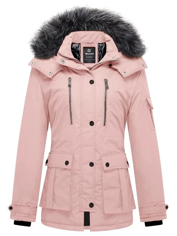 Women's Warm Winter Parka Coat with Removable Faux Fur Hood