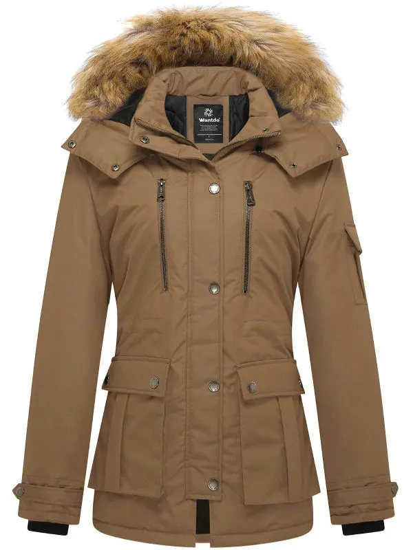 Women's Warm Winter Parka Coat with Removable Faux Fur Hood