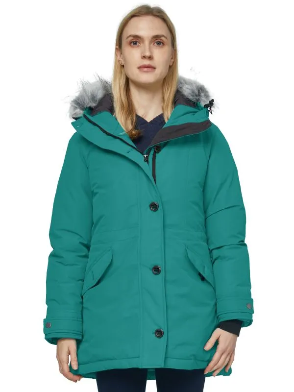 Womens Waterproof Winter Coat Warm Puffer Jacket Parka With Fur Hood