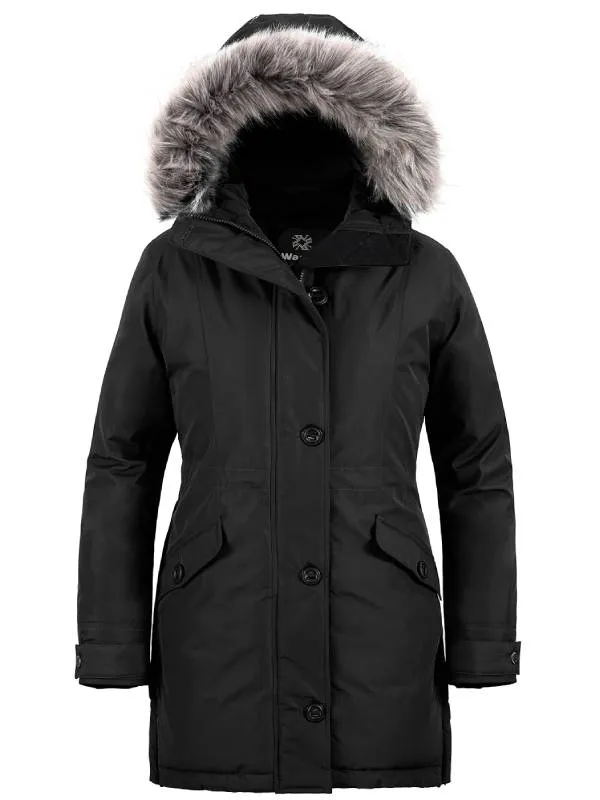 Womens Waterproof Winter Coat Warm Puffer Jacket Parka With Fur Hood