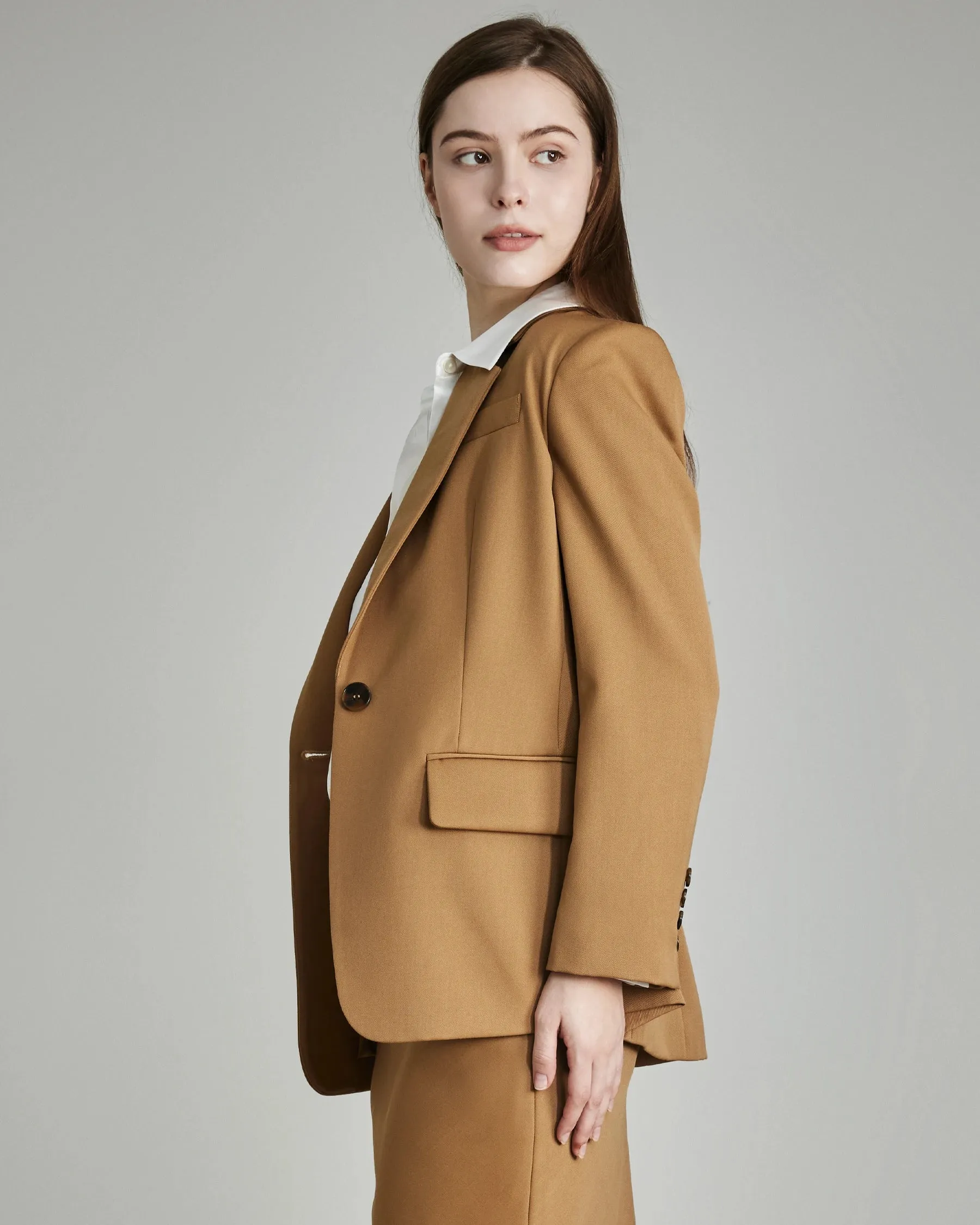 Women's Wool Blazer with Single Button