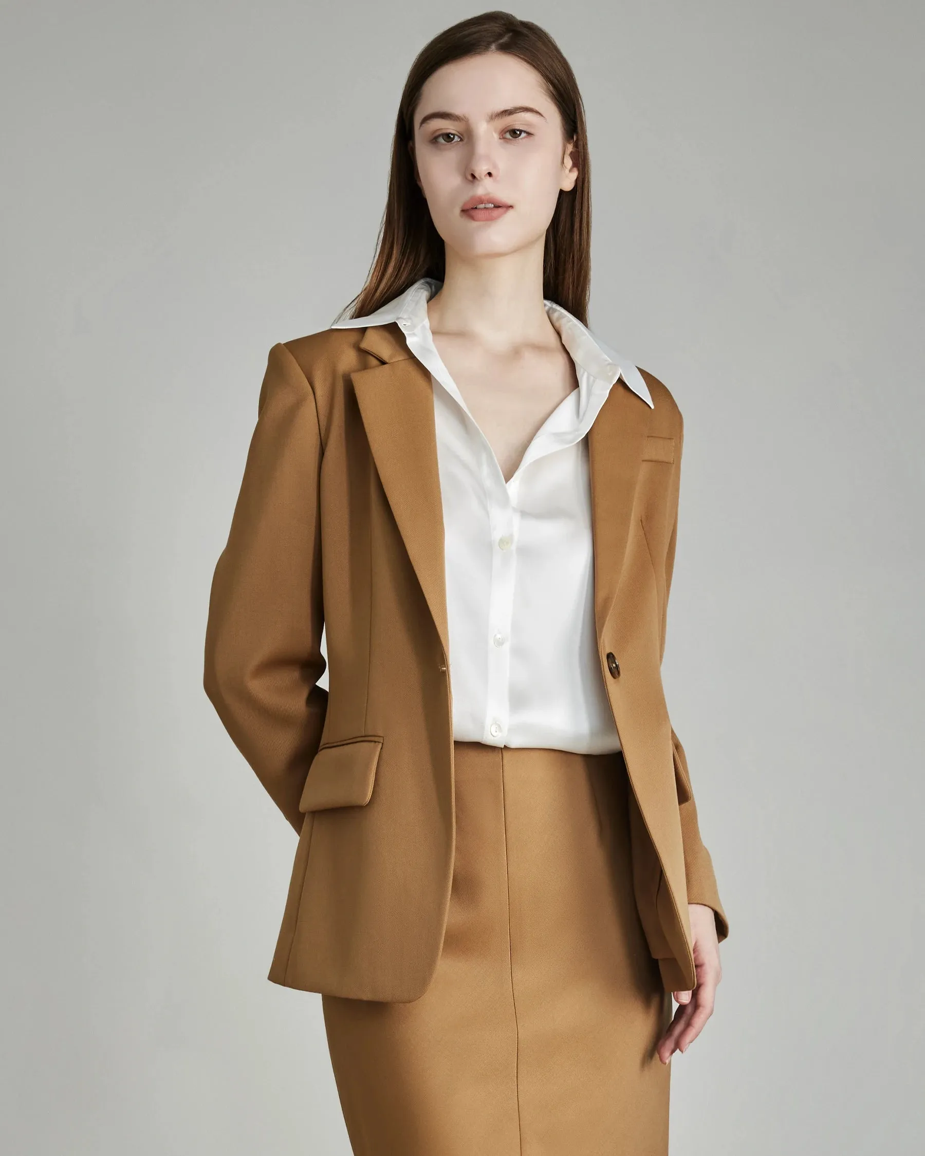 Women's Wool Blazer with Single Button