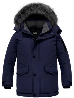 ZSHOW Boy's Hooded Winter Padded Coat Thick Fleece Lined Quilted Parka